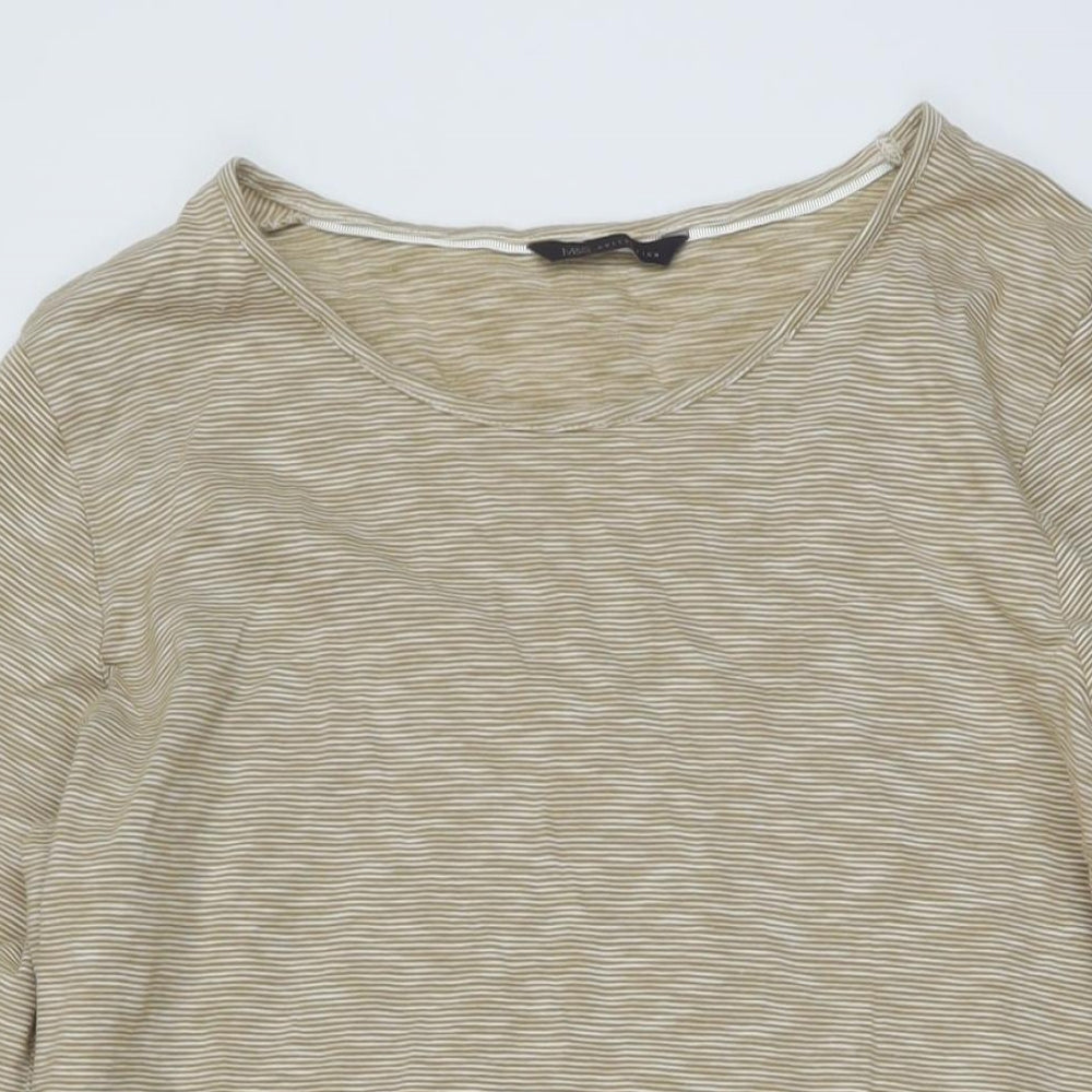 Marks and Spencer Womens Beige Cotton Basic T-Shirt Size 20 Round Neck