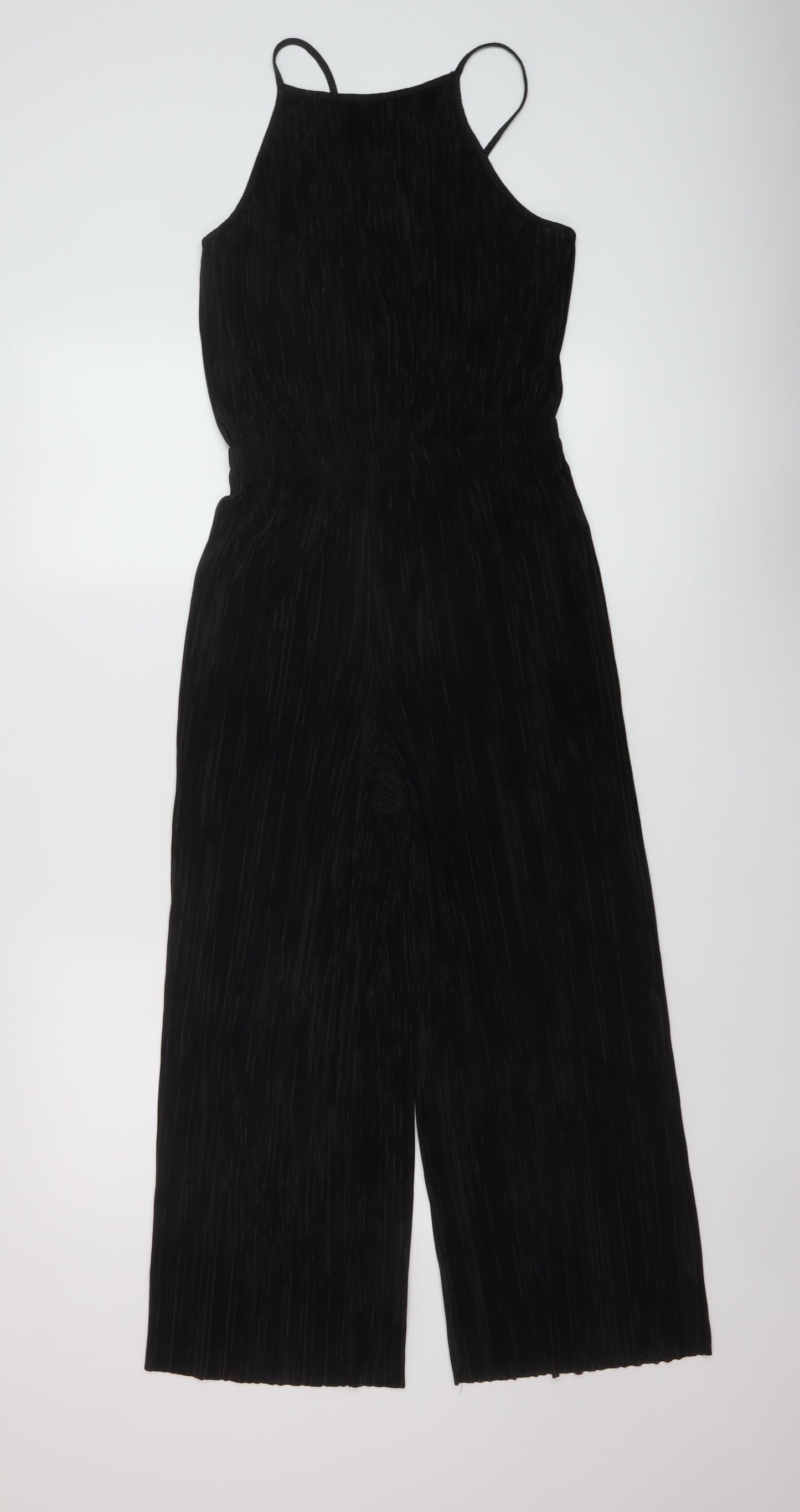Topshop Womens Black Polyester Jumpsuit One-Piece Size 10 Pullover