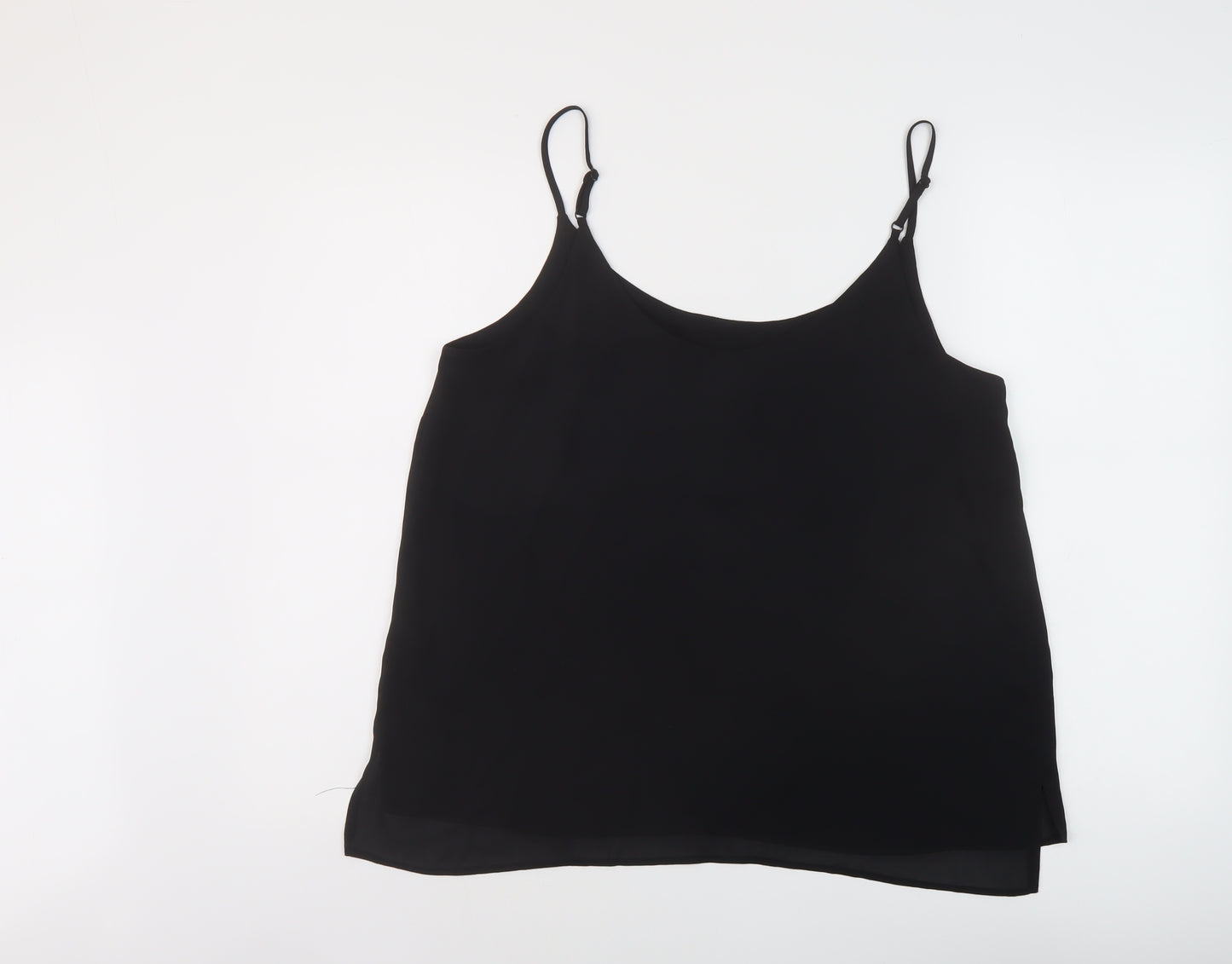 Dorothy Perkins Womens Black Polyester Basic Tank Size 14 Round Neck