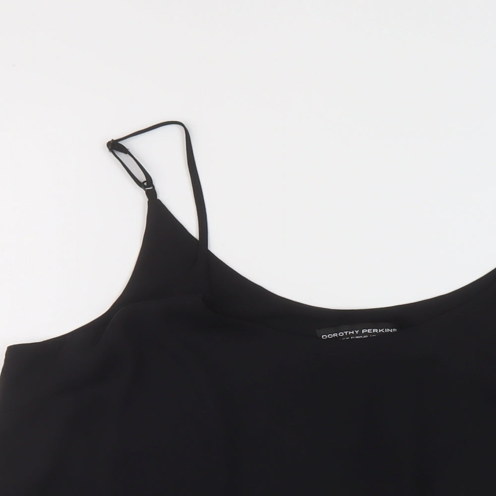 Dorothy Perkins Womens Black Polyester Basic Tank Size 14 Round Neck