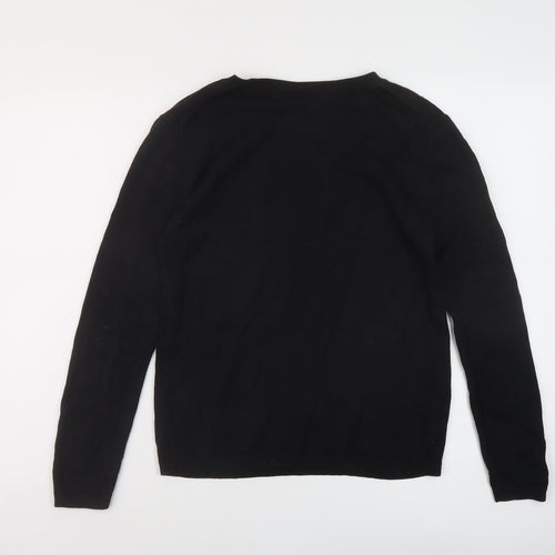 Hush Womens Black Crew Neck Cotton Pullover Jumper Size XS
