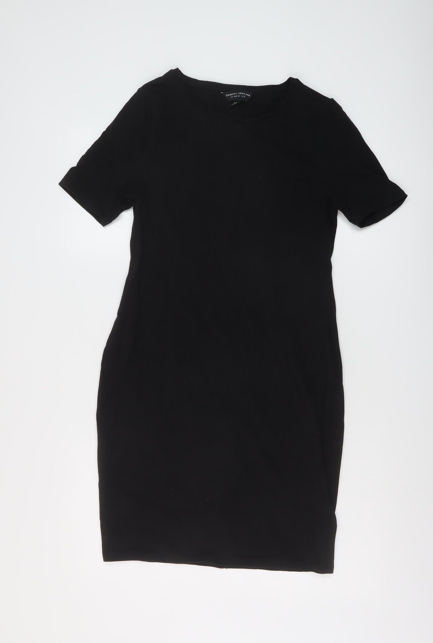 Dorothy Perkins Womens Black Cotton T-Shirt Dress Size 12 Crew Neck Pullover