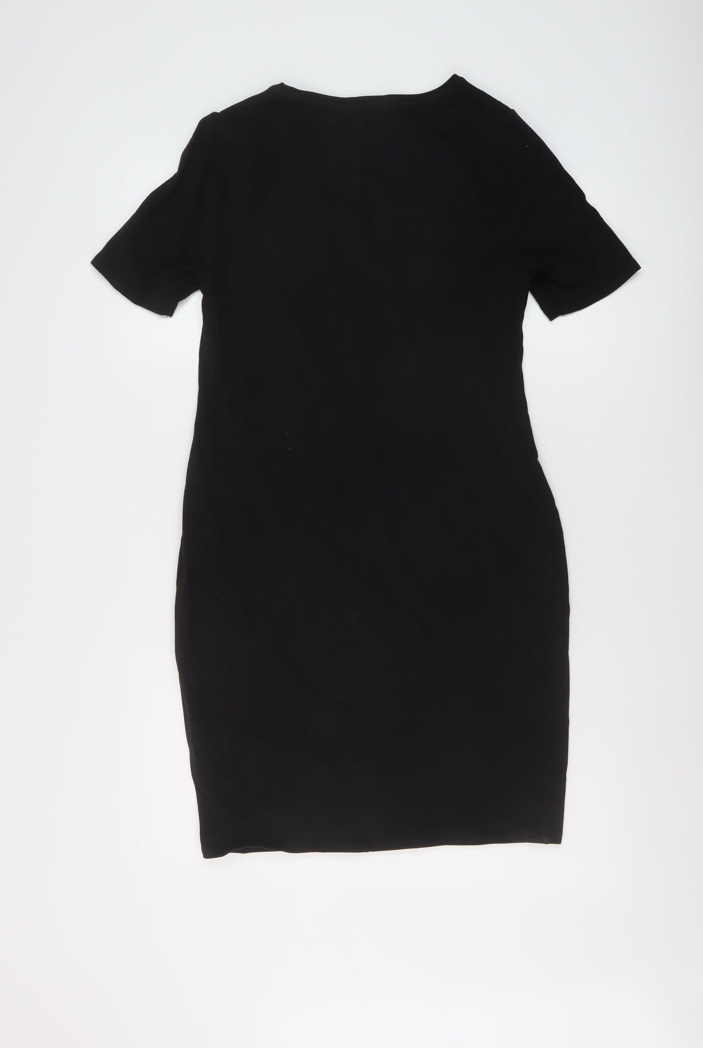 Dorothy Perkins Womens Black Cotton T-Shirt Dress Size 12 Crew Neck Pullover