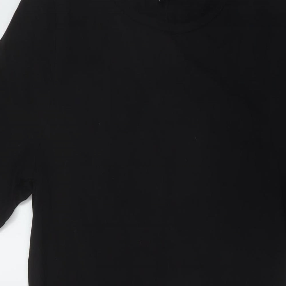 Dorothy Perkins Womens Black Cotton T-Shirt Dress Size 12 Crew Neck Pullover