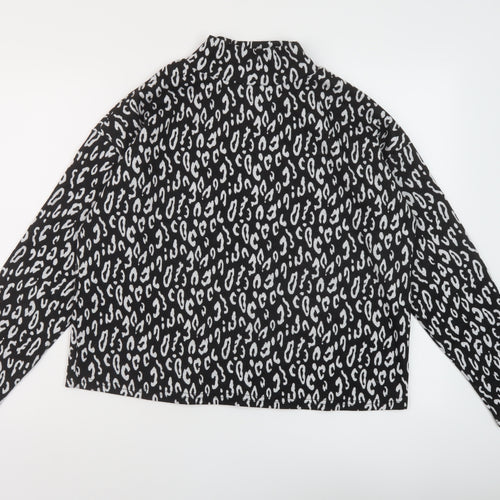 New Look Womens Black Mock Neck Animal Print Polyester Pullover Jumper Size M