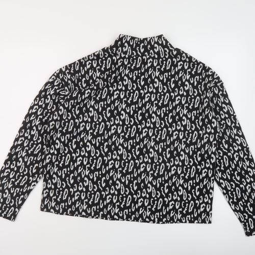 New Look Womens Black Mock Neck Animal Print Polyester Pullover Jumper Size M