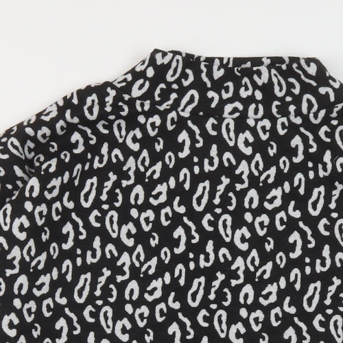 New Look Womens Black Mock Neck Animal Print Polyester Pullover Jumper Size M