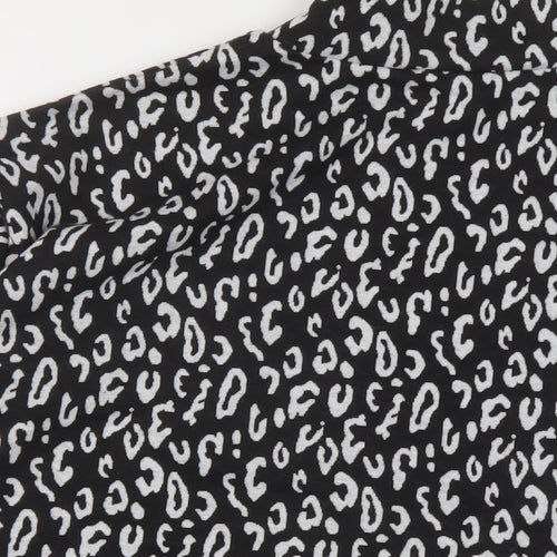 New Look Womens Black Mock Neck Animal Print Polyester Pullover Jumper Size M