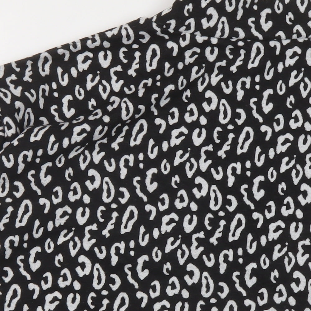 New Look Womens Black Mock Neck Animal Print Polyester Pullover Jumper Size M
