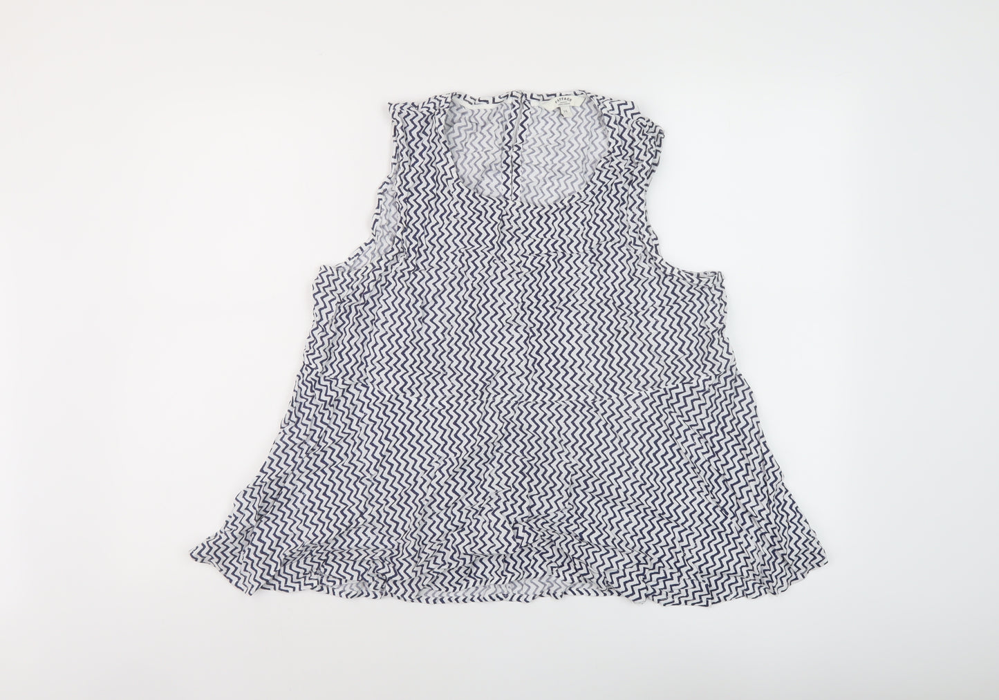 Fat Face Womens Black Geometric Polyester Basic Tank Size 16 Round Neck