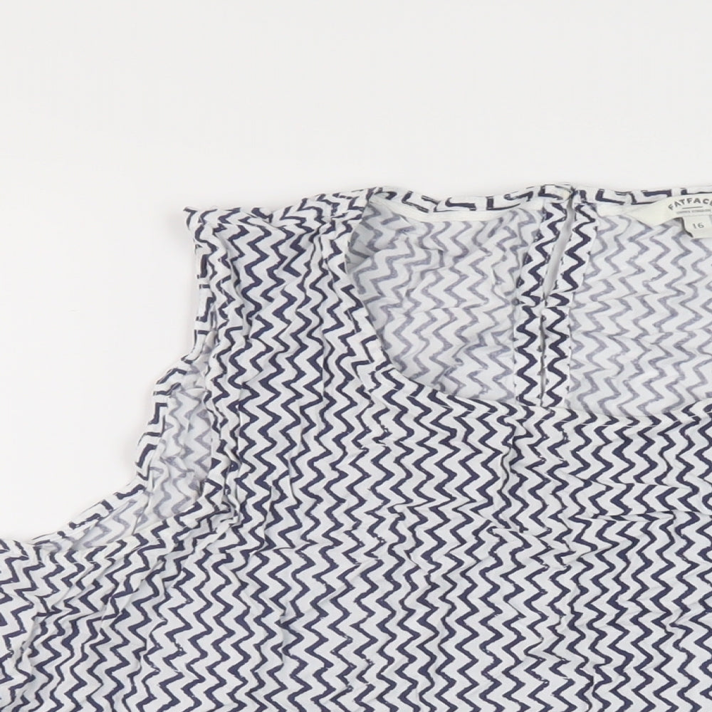 Fat Face Womens Black Geometric Polyester Basic Tank Size 16 Round Neck