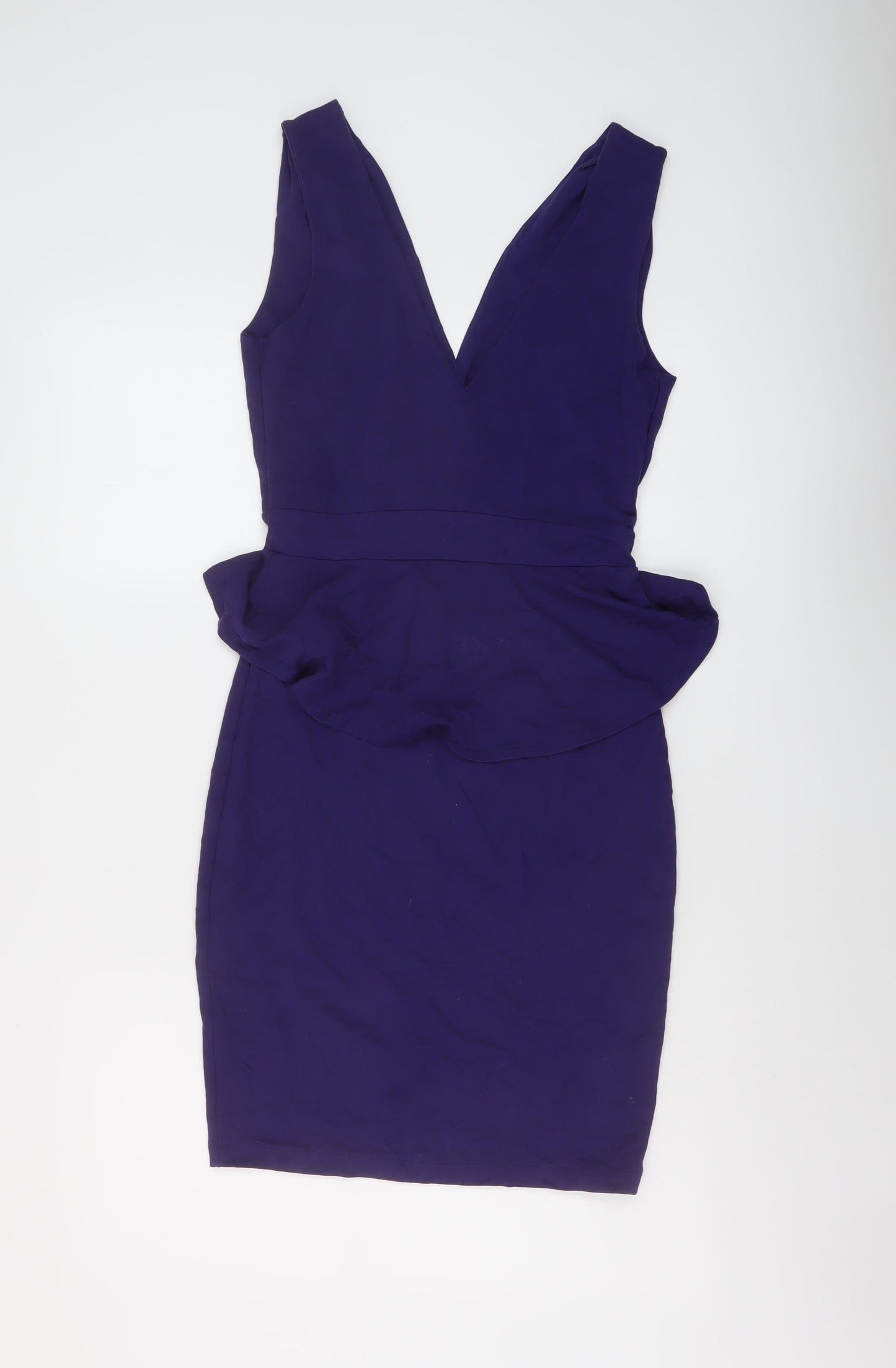 Warehouse Womens Purple Viscose Bodycon Size 12 V-Neck Pullover