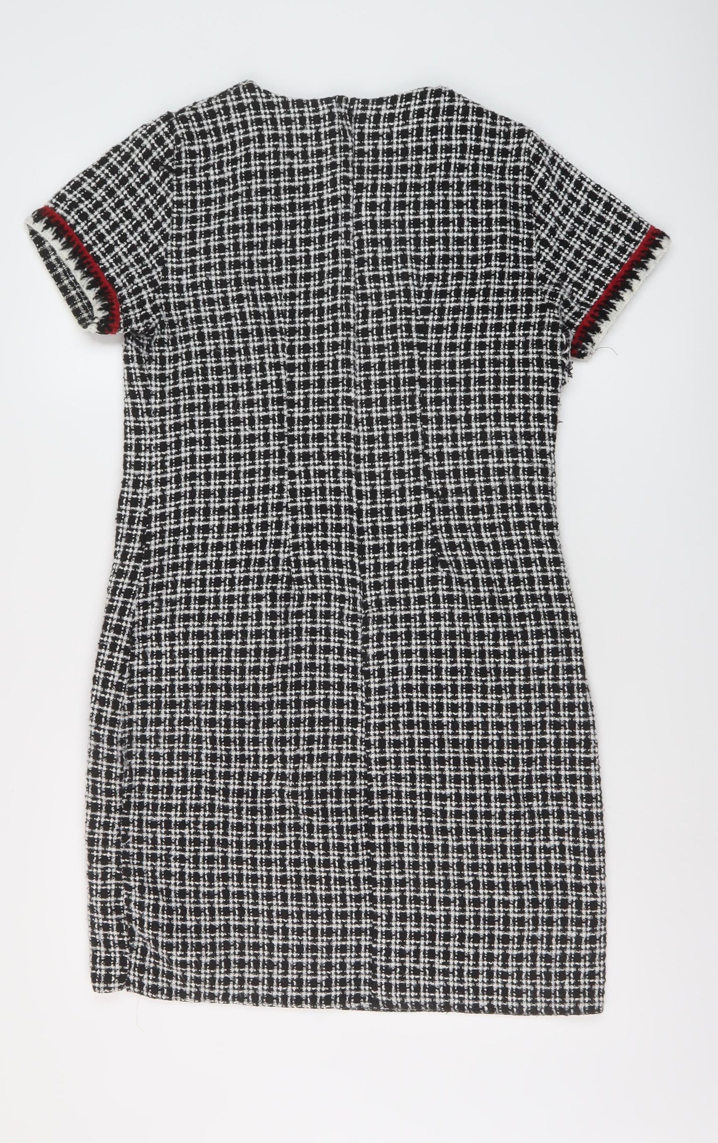 Dorothy Perkins Womens Black Geometric Cotton A-Line Size 12 Round Neck Zip