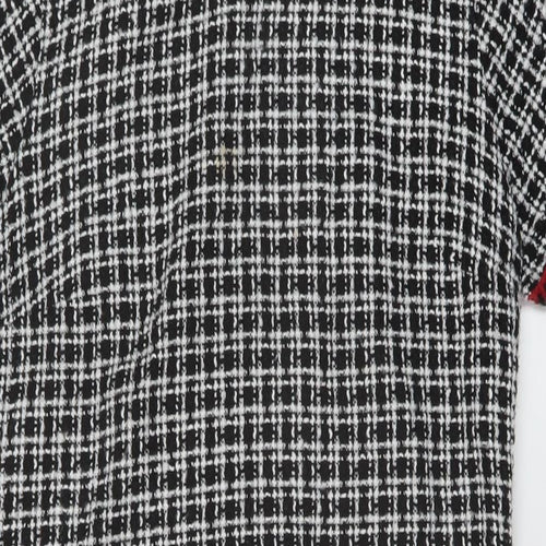Dorothy Perkins Womens Black Geometric Cotton A-Line Size 12 Round Neck Zip
