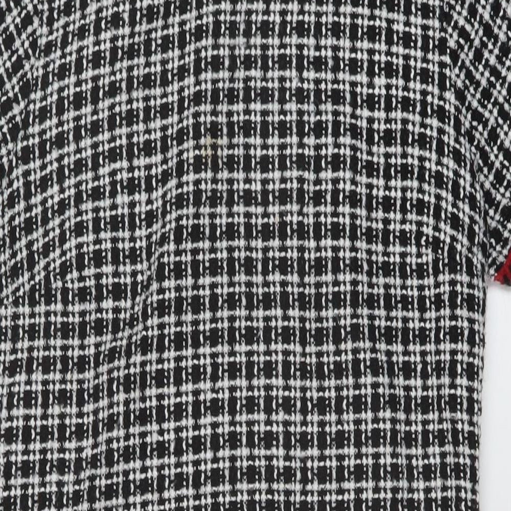 Dorothy Perkins Womens Black Geometric Cotton A-Line Size 12 Round Neck Zip