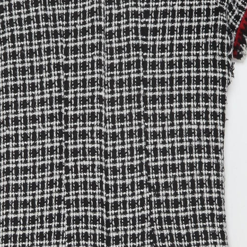 Dorothy Perkins Womens Black Geometric Cotton A-Line Size 12 Round Neck Zip