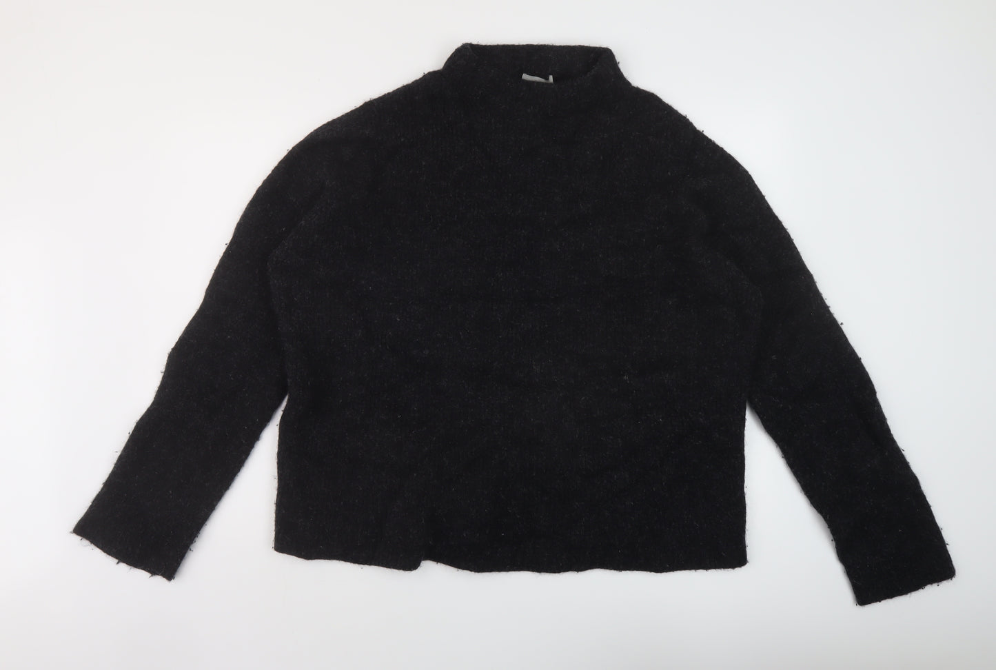 COS Womens Grey Mock Neck Wool Pullover Jumper Size 2XL