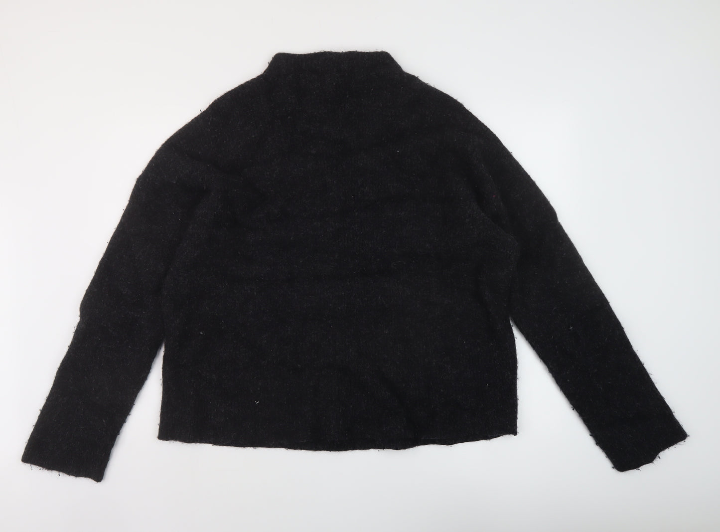 COS Womens Grey Mock Neck Wool Pullover Jumper Size 2XL