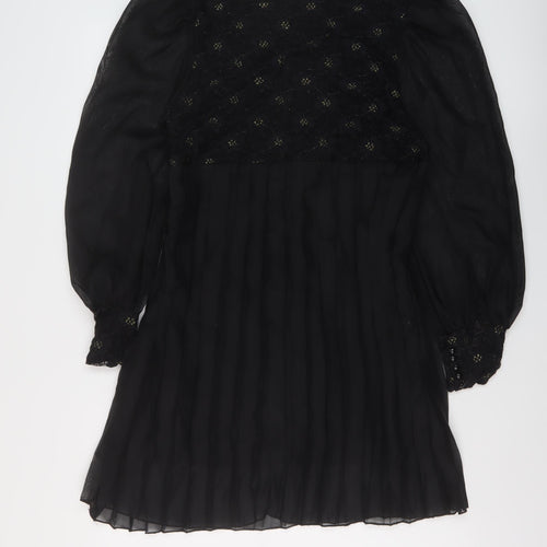 Boohoo Womens Black Polyester Mini Size 16 Square Neck Zip