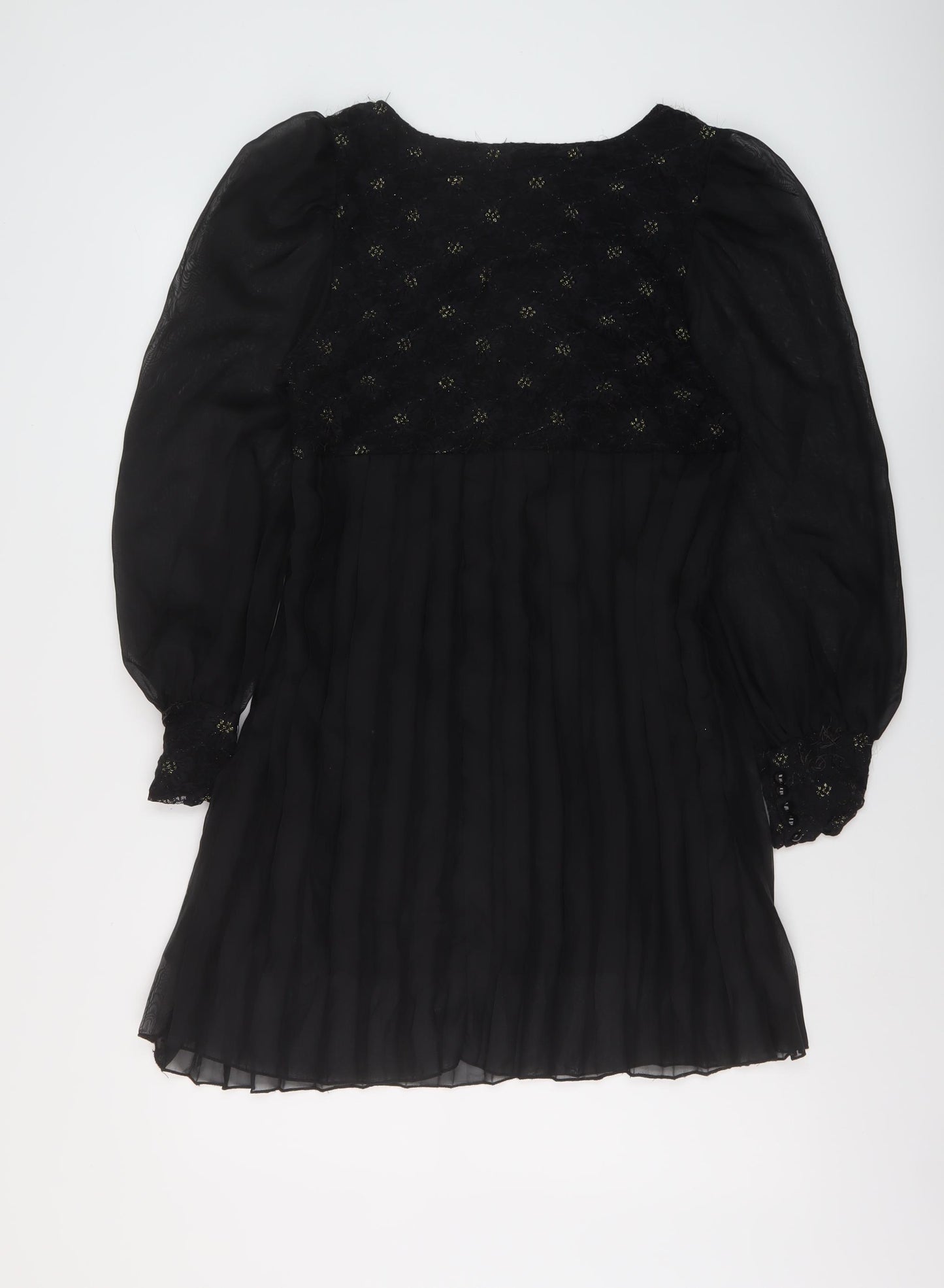 Boohoo Womens Black Polyester Mini Size 16 Square Neck Zip