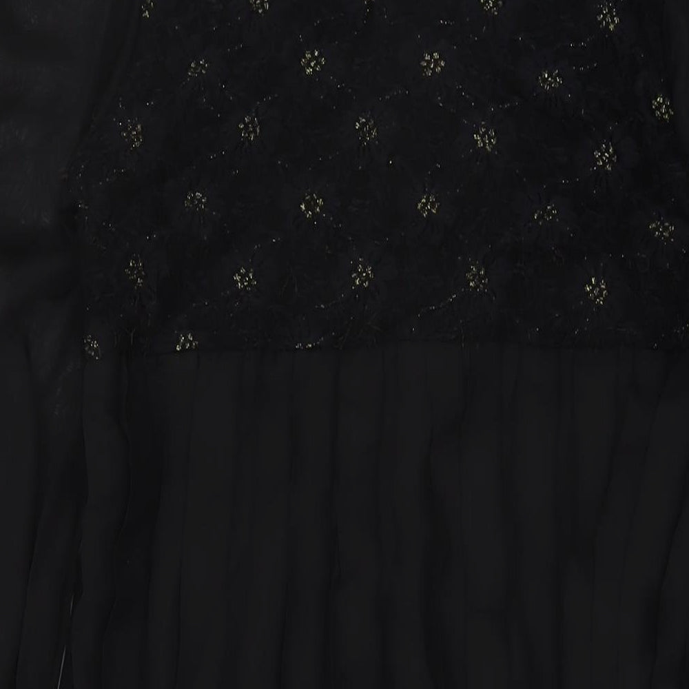 Boohoo Womens Black Polyester Mini Size 16 Square Neck Zip