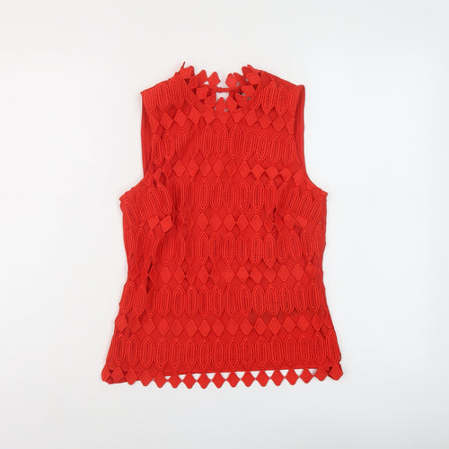Principles Womens Red Polyester Basic T-Shirt Size 6 Mock Neck
