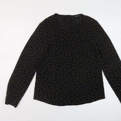 New Look Womens Black Polka Dot Polyester Basic Blouse Size 14 Round Neck