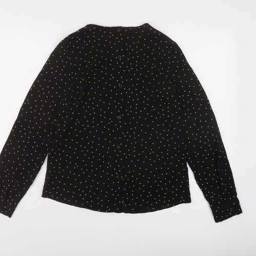 New Look Womens Black Polka Dot Polyester Basic Blouse Size 14 Round Neck