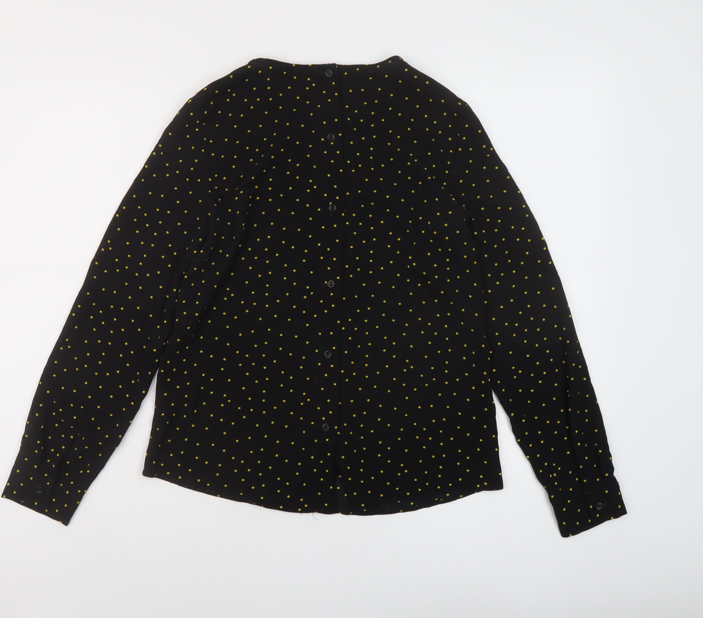 New Look Womens Black Polka Dot Polyester Basic Blouse Size 14 Round Neck