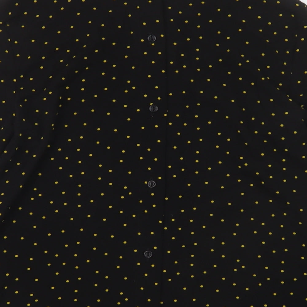 New Look Womens Black Polka Dot Polyester Basic Blouse Size 14 Round Neck