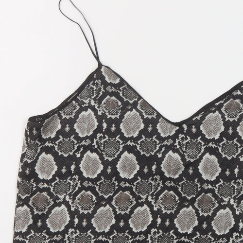 Topshop Womens Black Animal Print Polyester Camisole Tank Size 10 V-Neck