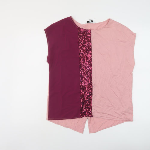 NEXT Womens Pink Lyocell Basic T-Shirt Size 14 Round Neck