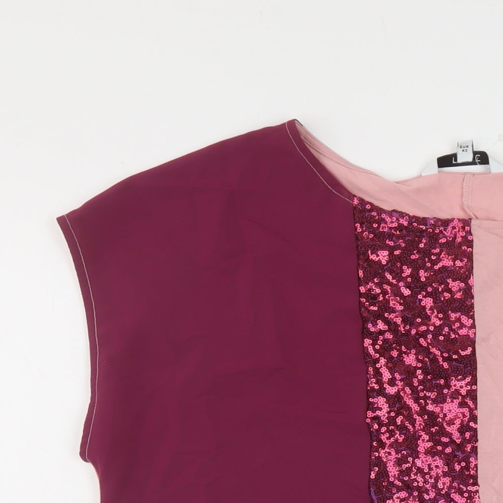 NEXT Womens Pink Lyocell Basic T-Shirt Size 14 Round Neck