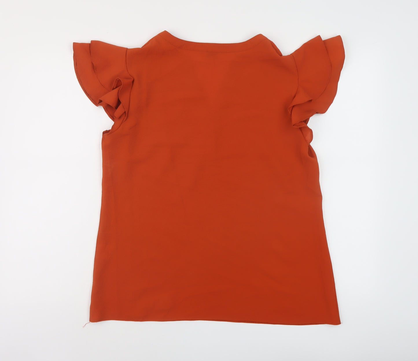 Classic Womens Brown Polyester Basic Blouse Size 14 V-Neck