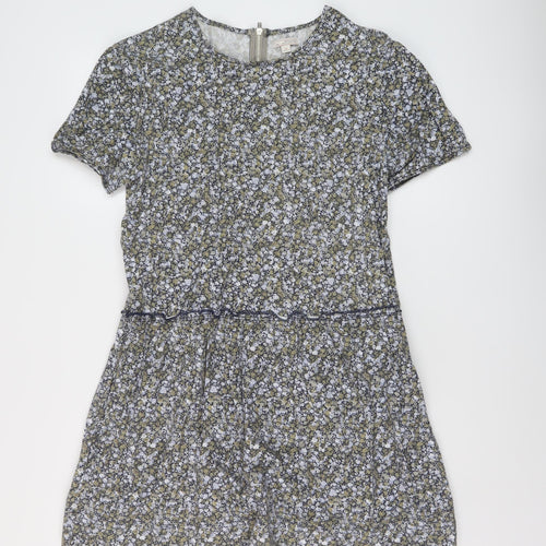Gap Womens Multicoloured Floral Cotton A-Line Size S Round Neck Zip