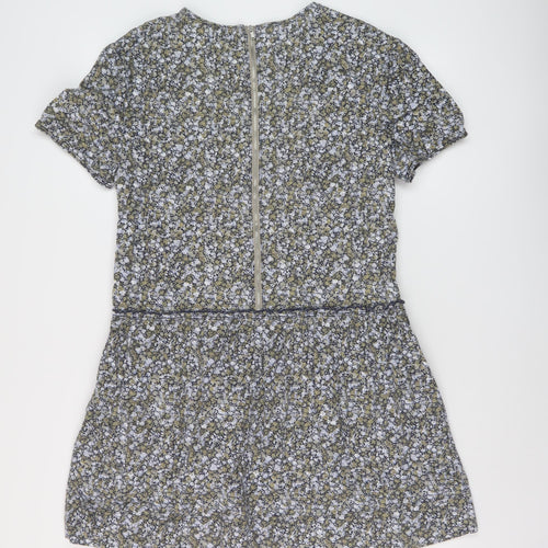 Gap Womens Multicoloured Floral Cotton A-Line Size S Round Neck Zip