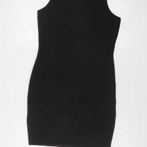 Sweewe Womens Black Geometric Polyester Mini Size M Round Neck Pullover