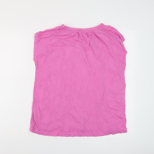 White Stuff Womens Pink Cotton Basic T-Shirt Size 10 V-Neck