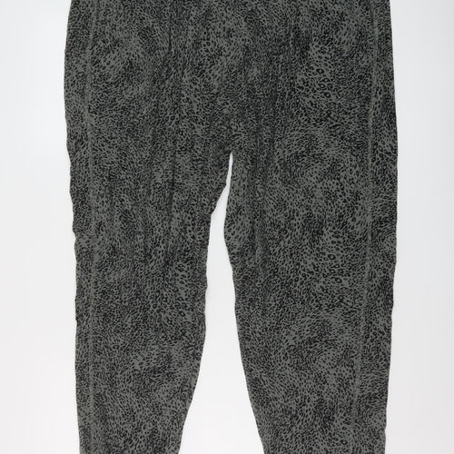 Marks and Spencer Womens Green Animal Print Viscose Trousers Size 22 L26 in Regular