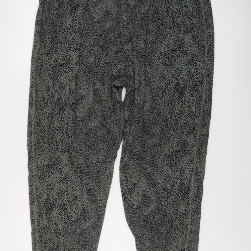 Marks and Spencer Womens Green Animal Print Viscose Trousers Size 22 L26 in Regular