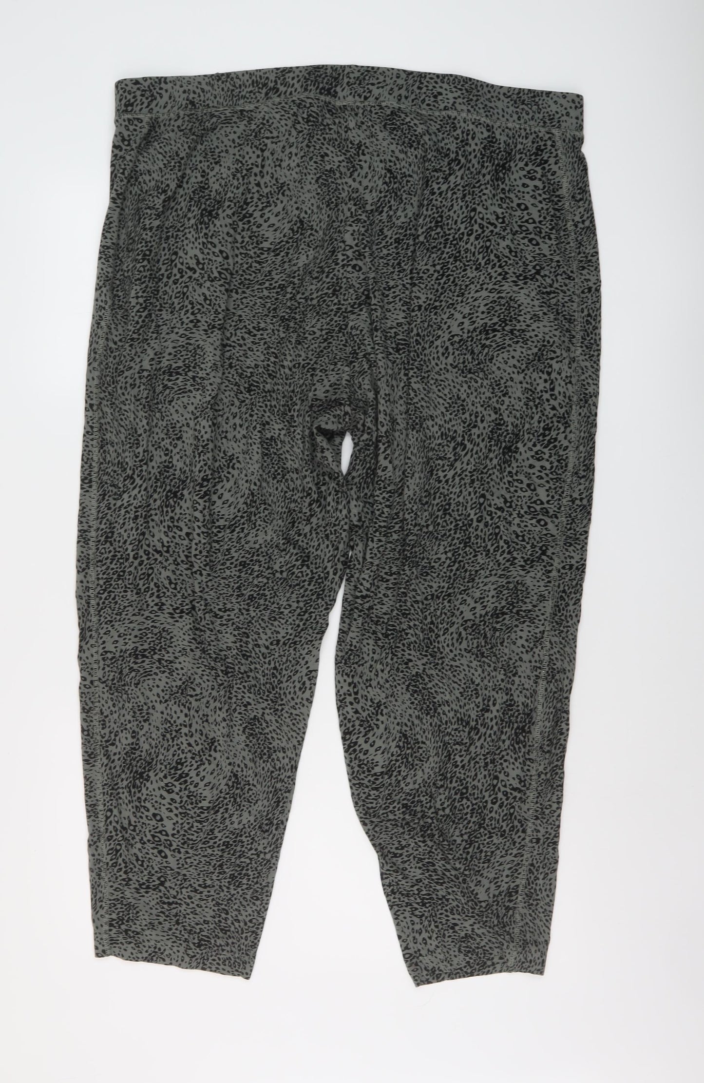 Marks and Spencer Womens Green Animal Print Viscose Trousers Size 22 L26 in Regular