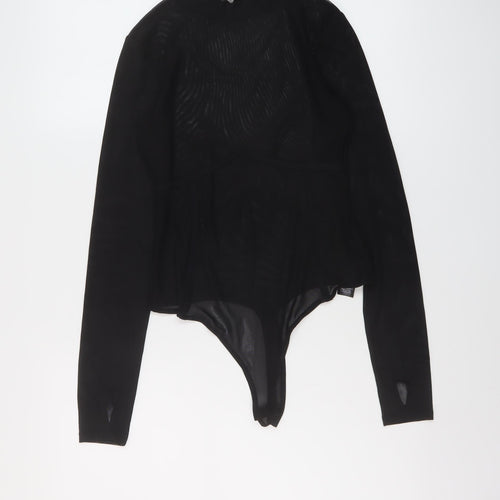 ASOS Womens Black Polyester Bodysuit One-Piece Size 8 Snap