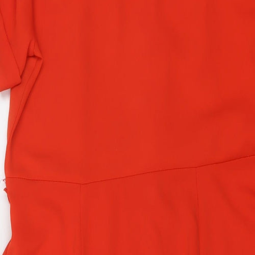 Dorothy Perkins Womens Red Polyester A-Line Size 14 Collared Button