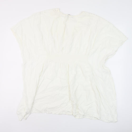 Marks and Spencer Womens Ivory Polyester Basic Blouse Size M V-Neck