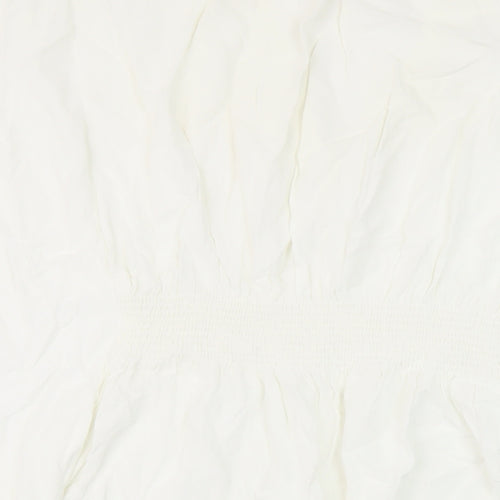 Marks and Spencer Womens Ivory Polyester Basic Blouse Size M V-Neck