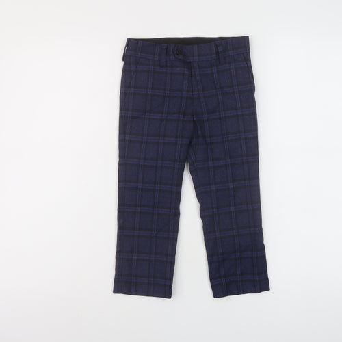 NEXT Boys Blue Plaid Polyester Chino Trousers Size 4 Years Regular Button