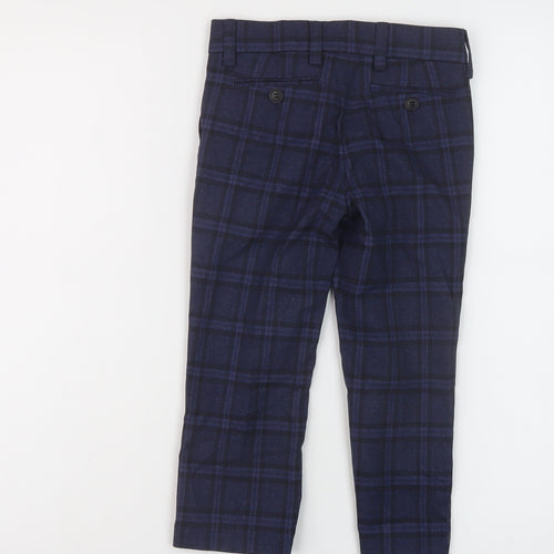NEXT Boys Blue Plaid Polyester Chino Trousers Size 4 Years Regular Button