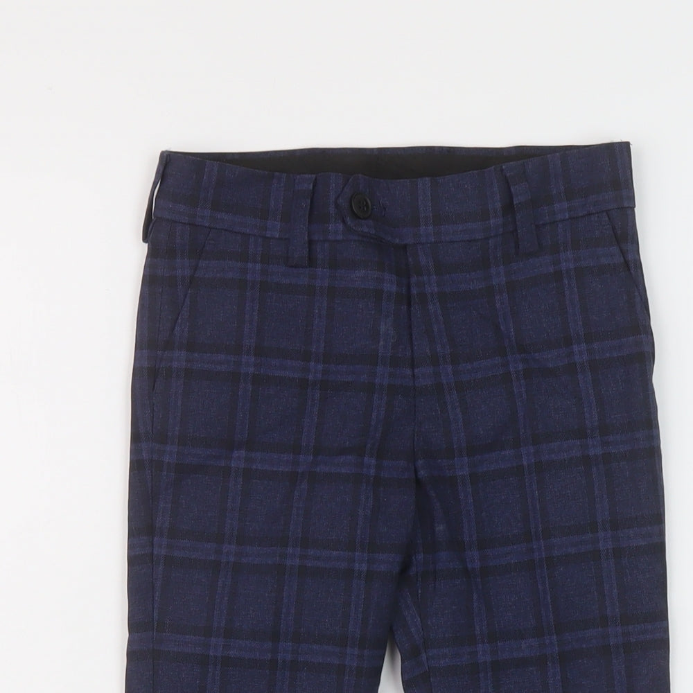 NEXT Boys Blue Plaid Polyester Chino Trousers Size 4 Years Regular Button