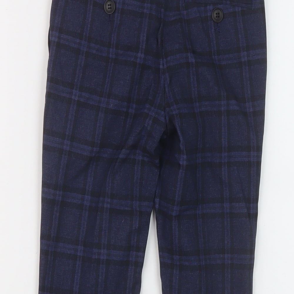NEXT Boys Blue Plaid Polyester Chino Trousers Size 4 Years Regular Button