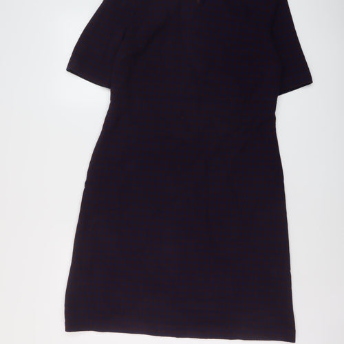 Carolyn Donnelly Womens Blue Geometric Polyester A-Line Size 12 Round Neck Zip